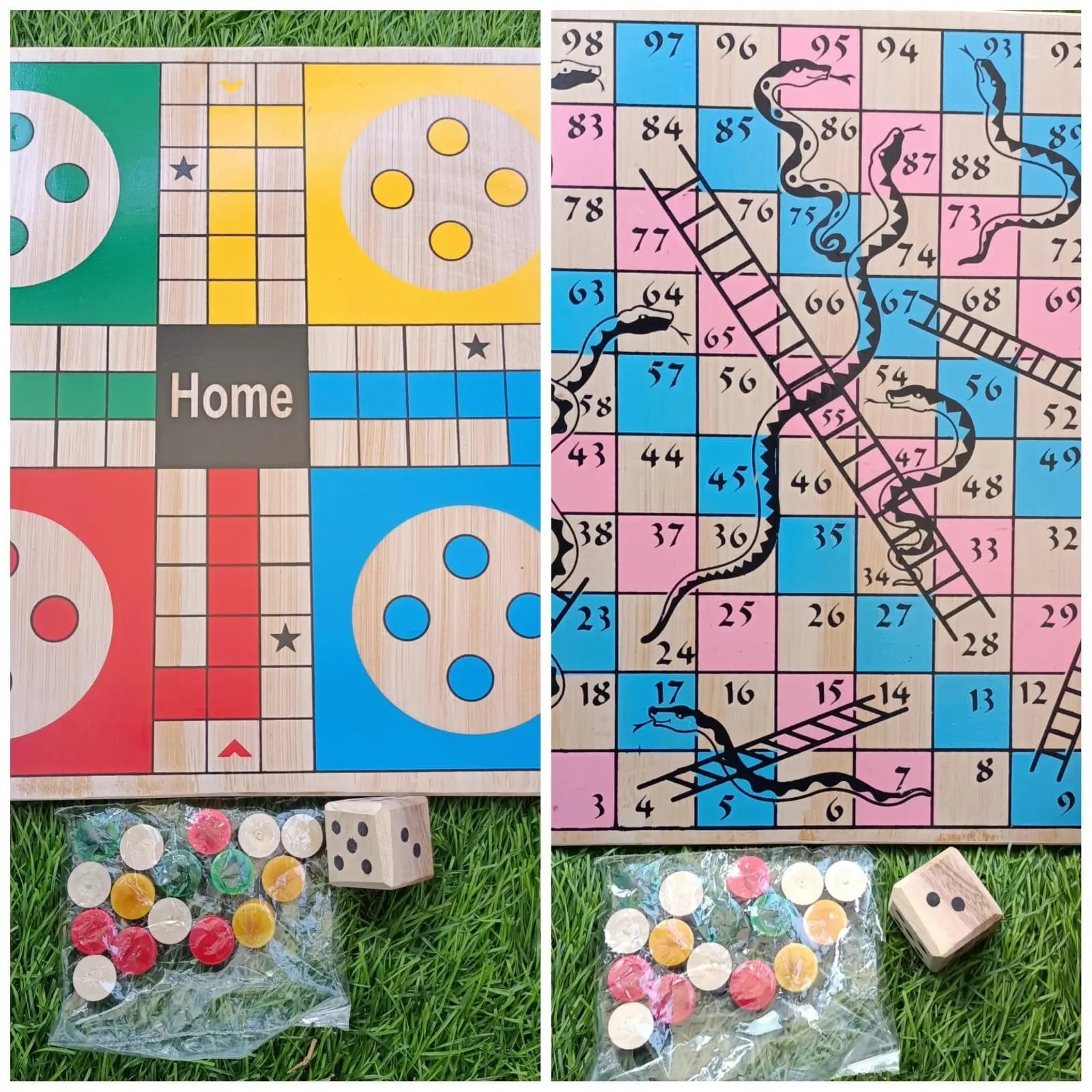 2 in 1 Ludo and Snake and ladder wooden board - MyLittleTales