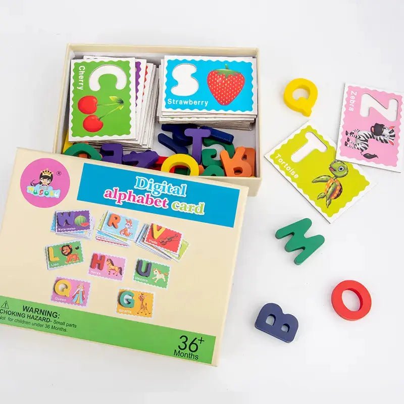 Digital Alphabet card game – Numeric wooden pieces - MyLittleTales