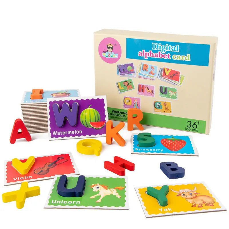 Digital Alphabet card game – Numeric wooden pieces - MyLittleTales