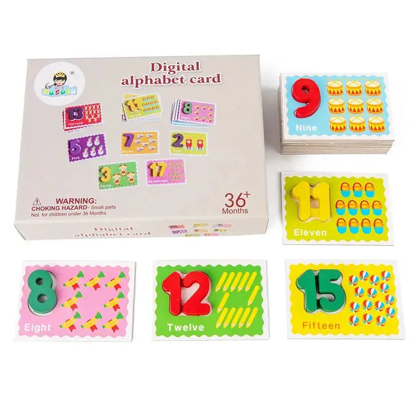 Digital Alphabet card game – Numeric wooden pieces - MyLittleTales