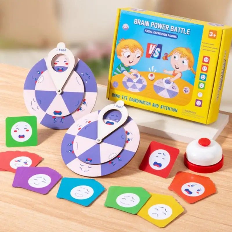 Family Fun Puzzle Game Wooden Expression Spinners Hand - Eye Coordination Challenge Interactive wooden toy - MyLittleTales