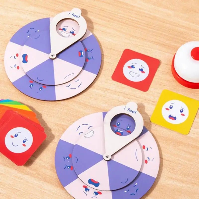 Family Fun Puzzle Game Wooden Expression Spinners Hand - Eye Coordination Challenge Interactive wooden toy - MyLittleTales