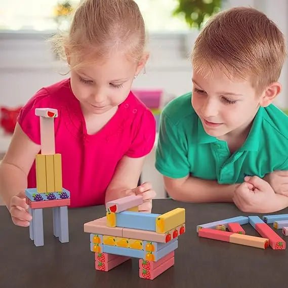 Fruit & Number Theme Jenga / Zenga | Wood Balancing Blocks Montessori Toy - MyLittleTales