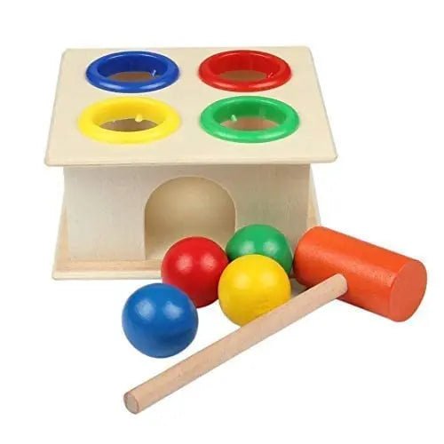 Kids Colorful Wooden Ball Hammer Box Children Early Learning Educational Toy – 4 ball hammer - MyLittleTales