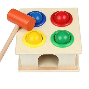 Kids Colorful Wooden Ball Hammer Box Children Early Learning Educational Toy – 4 ball hammer - MyLittleTales