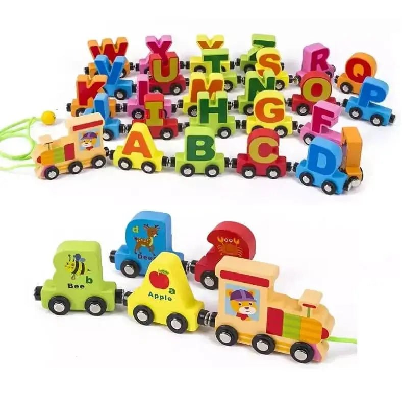 Magnetic Capital ABCD Alphabets Train - Magnetic Alphabet Colorful Train with Set of 26 Pcs A to Z - MyLittleTales