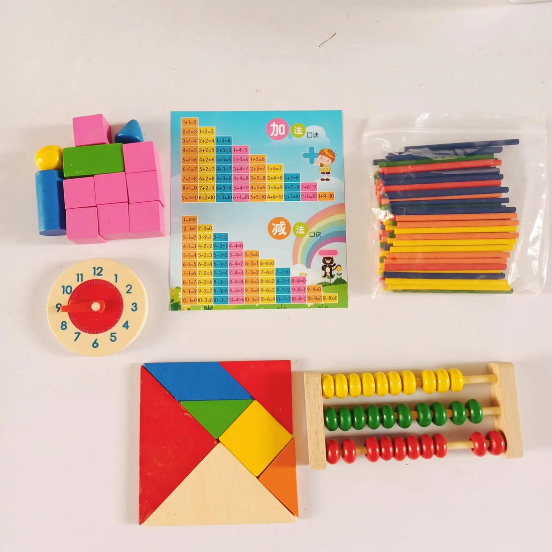 Multipurpose Abacus Shapes Clock Learning Box - MyLittleTales