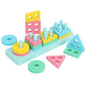Rectangle Rainbow Color Multi Shapes Stacker puzzle Wooden Geometric Shape – A Brain Development Toy - MyLittleTales