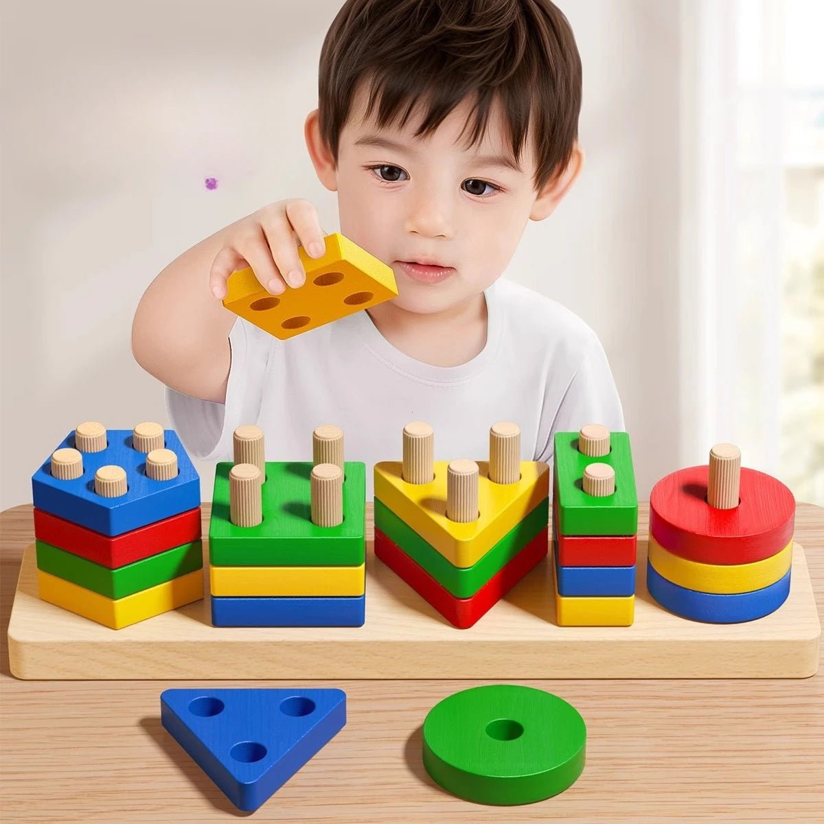 Shapes Tower Stacker with Stick – 5 Type shapes 4 Layer - MyLittleTales
