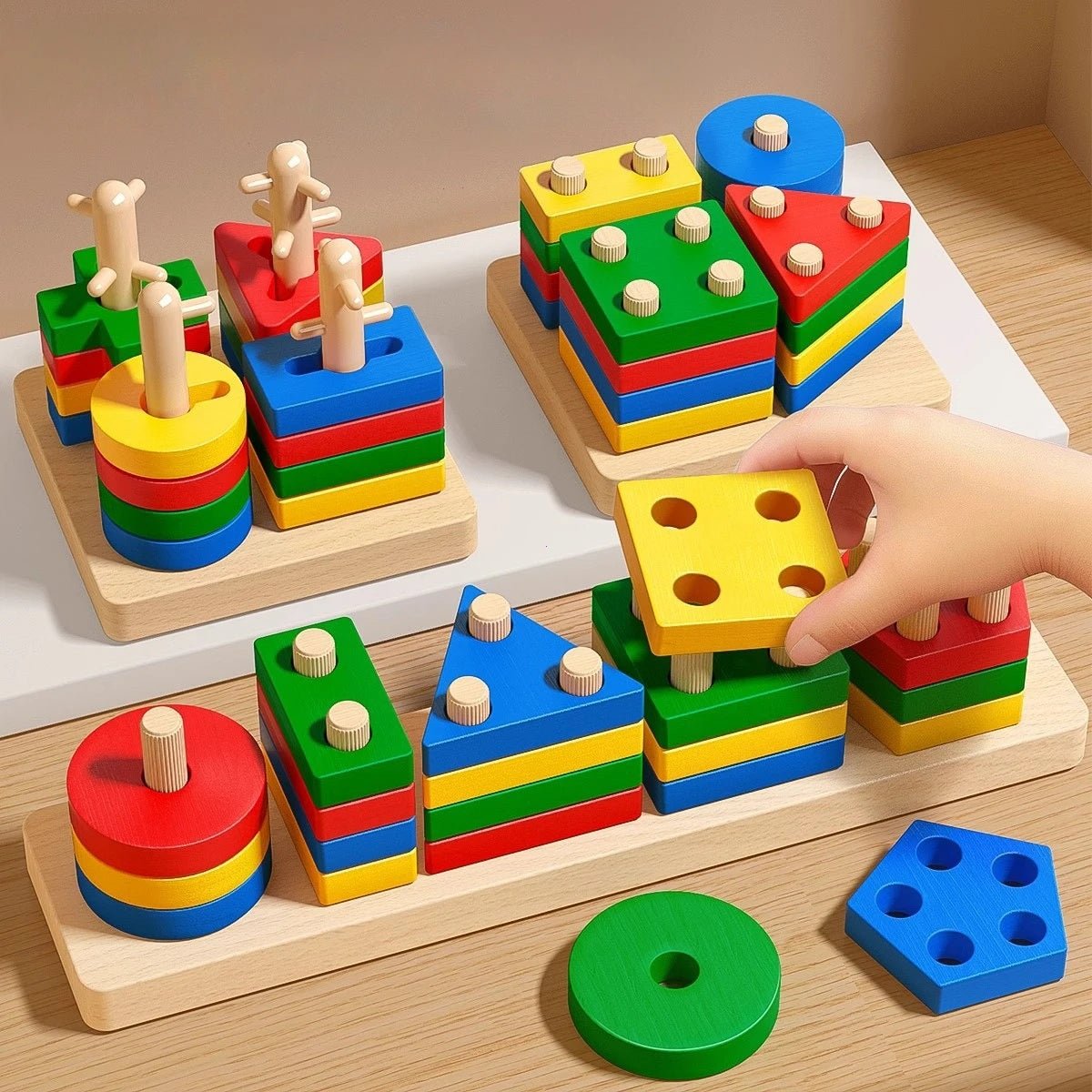 Shapes Tower Stacker with Stick – 5 Type shapes 4 Layer - MyLittleTales