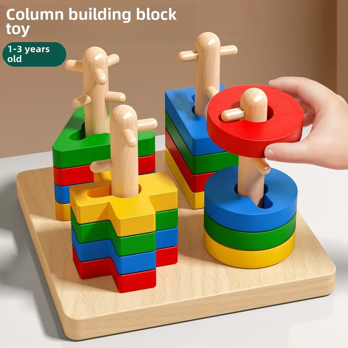 Shapes Tower Stacker with Stick – 5 Type shapes 4 Layer - MyLittleTales
