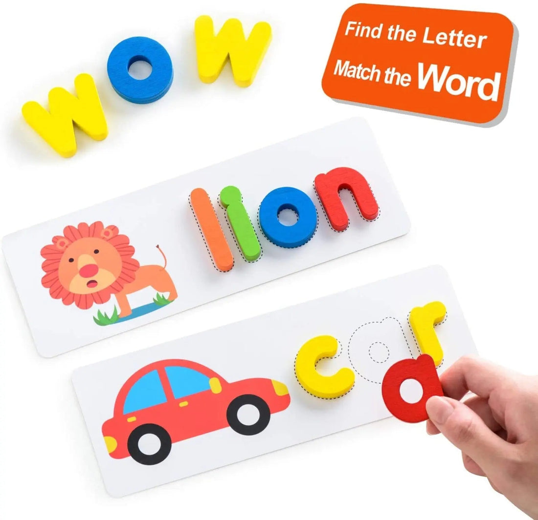 Spelling Game Wooden See and Spell Match Letter Puzzles - MyLittleTales