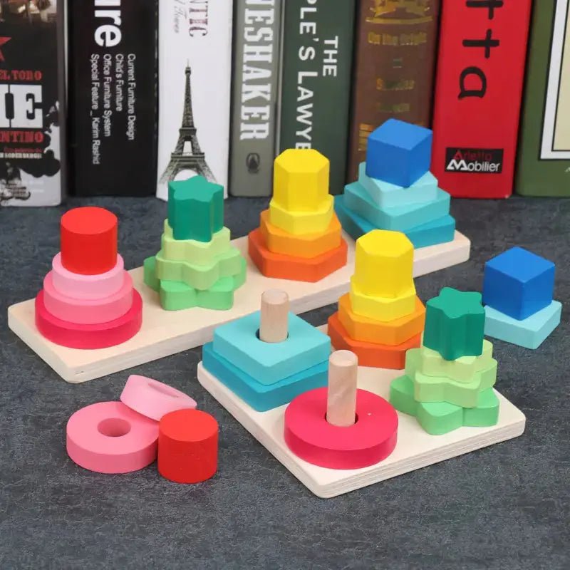 Four Square Column Tower | Baby Wooden Montessori Educational Material Toy Kids Early Learning Board Toy - MyLittleTales