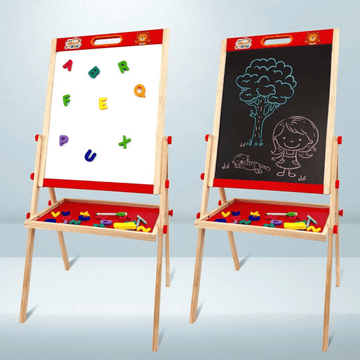 Wooden 3 in 1 Easel Drawing Board Chalkboard & Whiteboard with Storage Tray for Creative Fun - MyLittleTales