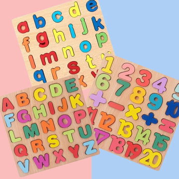 Wooden 3D Alphabets, Numbers & Maths Board - 3 in 1 Combo - MyLittleTales