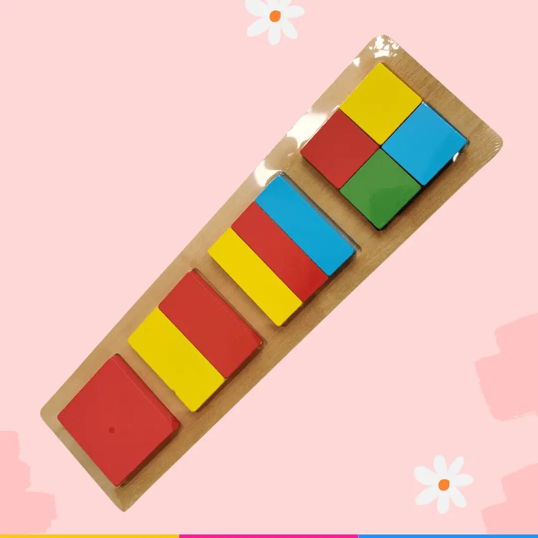 Wooden 3d fraction shapes puzzle board - MyLittleTales