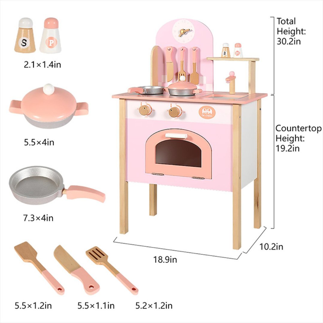 Wooden Color Kitchen Kids Play Kitchen Pretend Play Set for Toddlers, Kitchen with Cookware Accessories - MyLittleTales