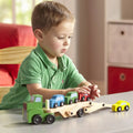 Wooden Double Decker Vehicle | Wooden Transporter Toy Carrier 1 Truck and 4 Cars - MyLittleTales