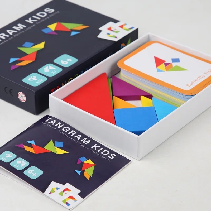 Wooden Geometric Shape Tangram Jigsaw Puzzles Board Games, Montessori Educational Toys for Kids - MyLittleTales