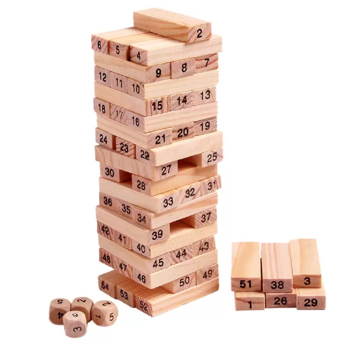 Wooden Tower Jenga / Zenga | Wood Balancing Blocks Montessori Toy - MyLittleTales