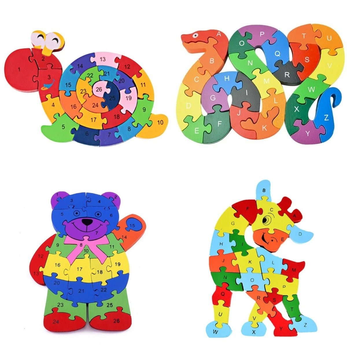 2 in 1 Animal Puzzle | Wooden Jigsaw Puzzle for Kids | Learn Alphabets and Puzzles | 1 PC - MyLittleTales