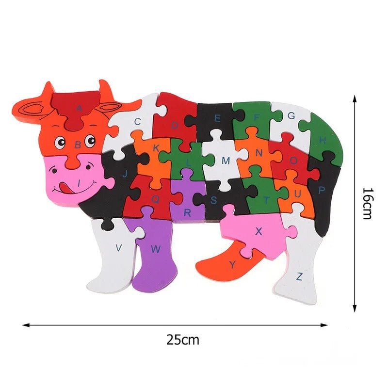 2 in 1 Animal Puzzle | Wooden Jigsaw Puzzle for Kids | Learn Alphabets and Puzzles | 1 PC - MyLittleTales