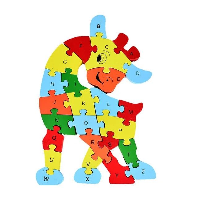 2 in 1 Animal Puzzle | Wooden Jigsaw Puzzle for Kids | Learn Alphabets and Puzzles | 1 PC - MyLittleTales