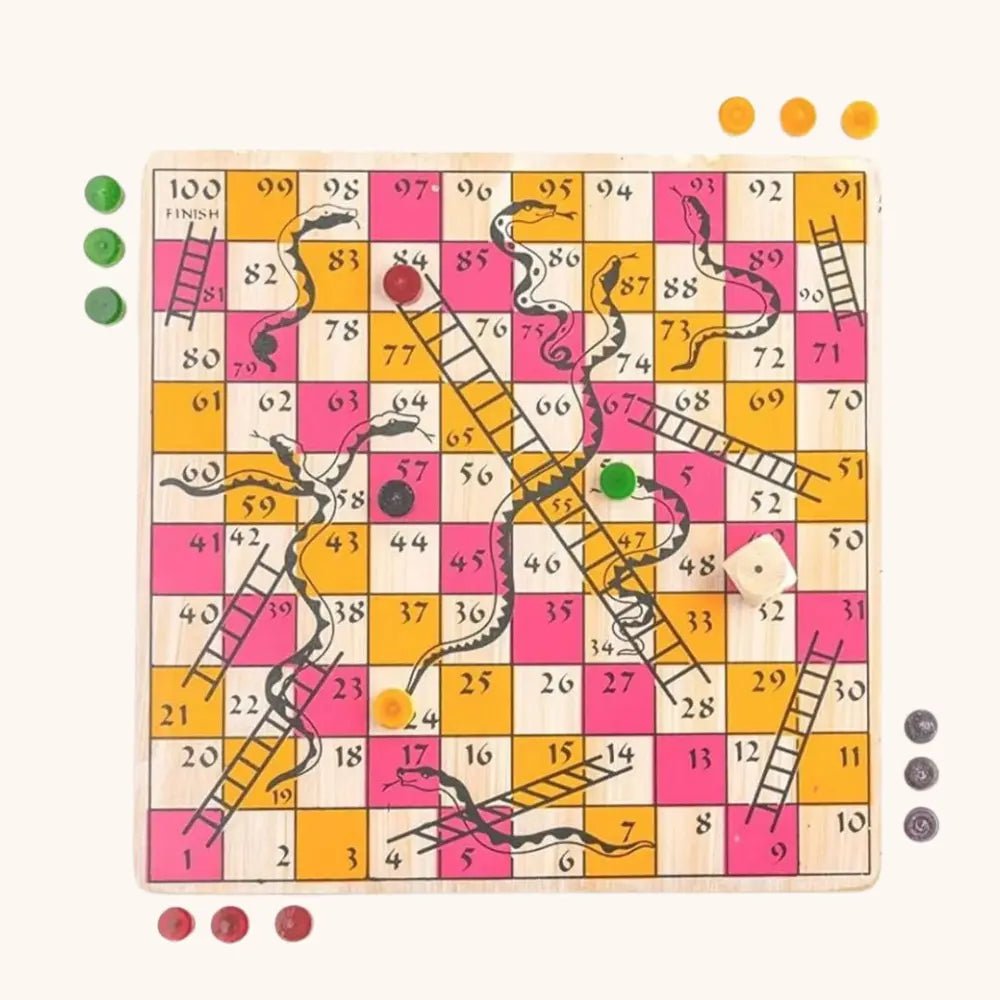 2 in 1 Ludo and Snake and ladder wooden board - MyLittleTales