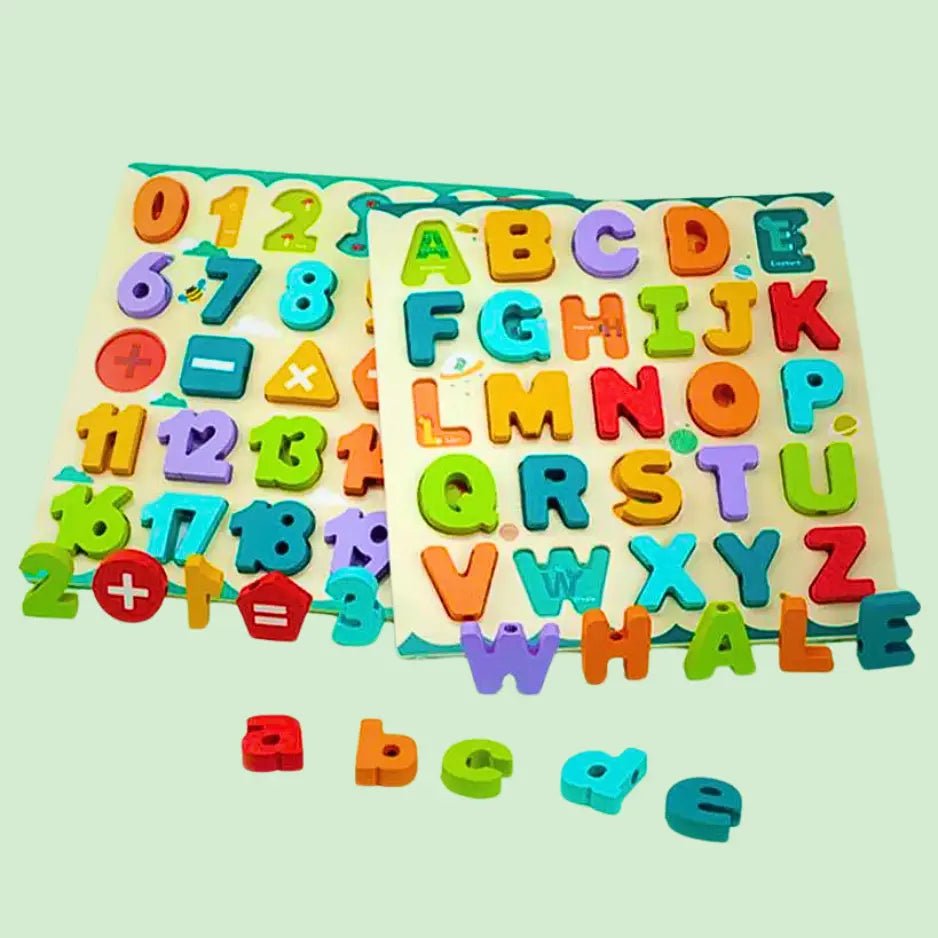 3 in 1 Capital Alphabets A to Z 3D Small abcs and Number Lacing Board and Slate white board Marker - MyLittleTales