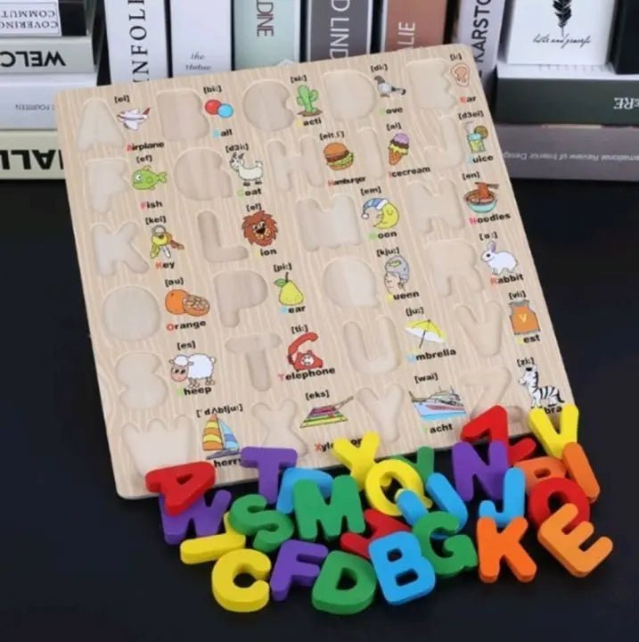 3D Alphabet Board with picture print, Capital, Small and Number board - MyLittleTales