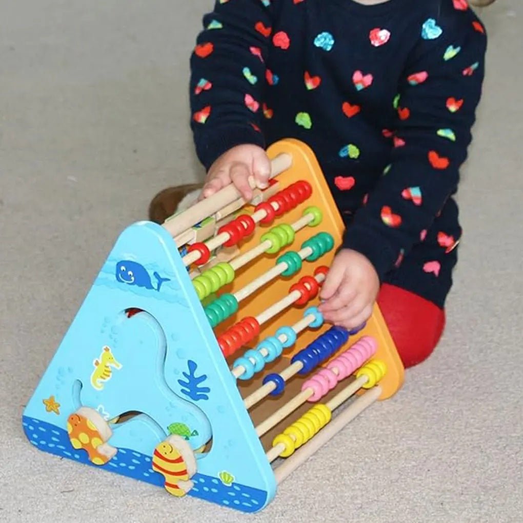 5 - in - 1 Wooden Activity Triangle – Educational Toy for Kids with Abacus Perfect Gift - MyLittleTales