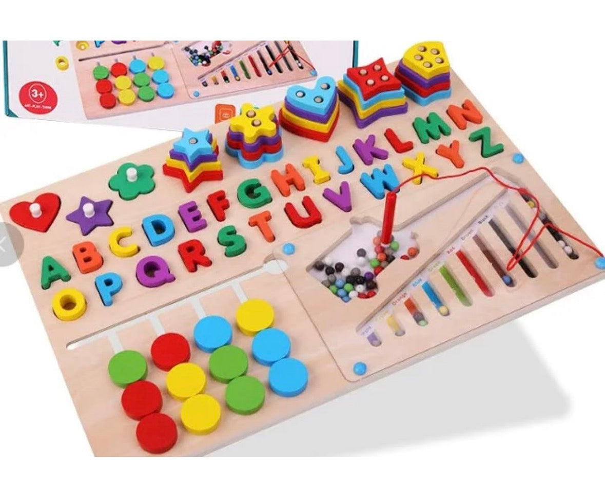 Educational wooden 6-in-1 toys for kids' learning and development