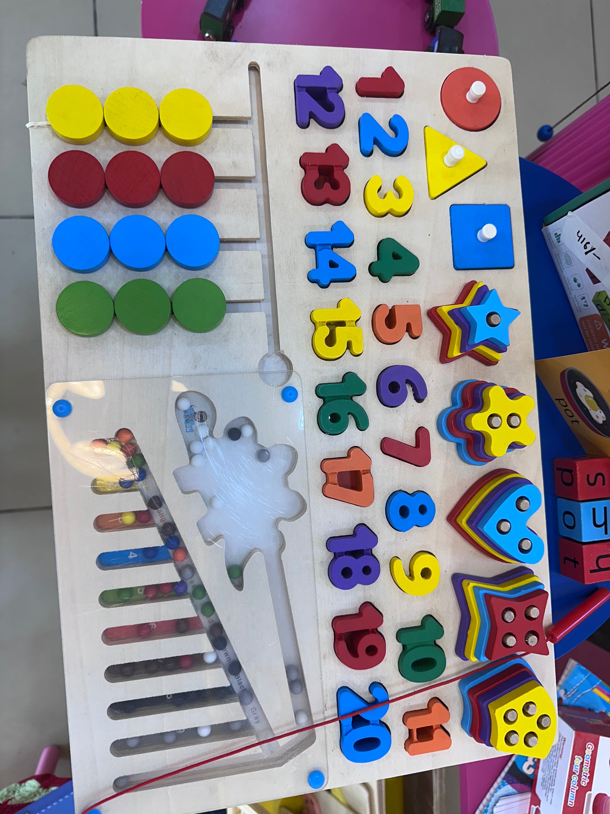 Educational wooden 6-in-1 toys for kids' learning and development
