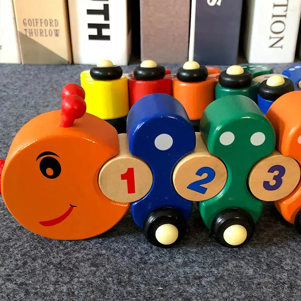 Wooden Caterpillar Train Toy – Lacing Toy - MyLittleTales