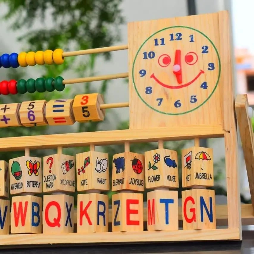 Abacus Clock Frame | Alphabet and Math Calculate Educational Toy with Clock - MyLittleTales