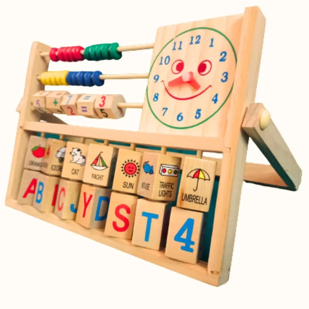 Abacus Clock Frame | Alphabet and Math Calculate Educational Toy with Clock - MyLittleTales