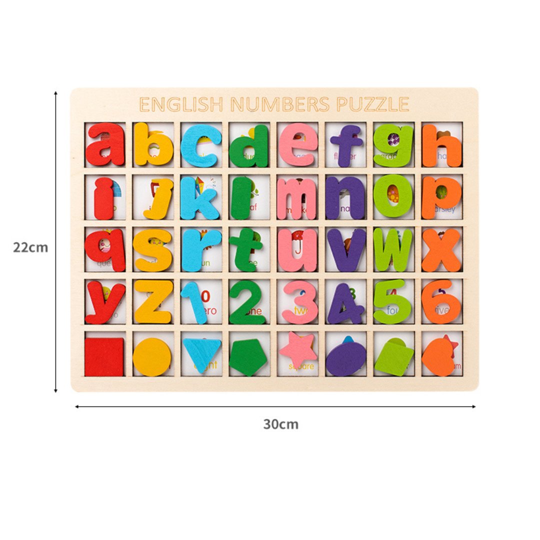 Alphabet with country flags dual board - Wooden 3D Number Puzzle Board for Kids - MyLittleTales