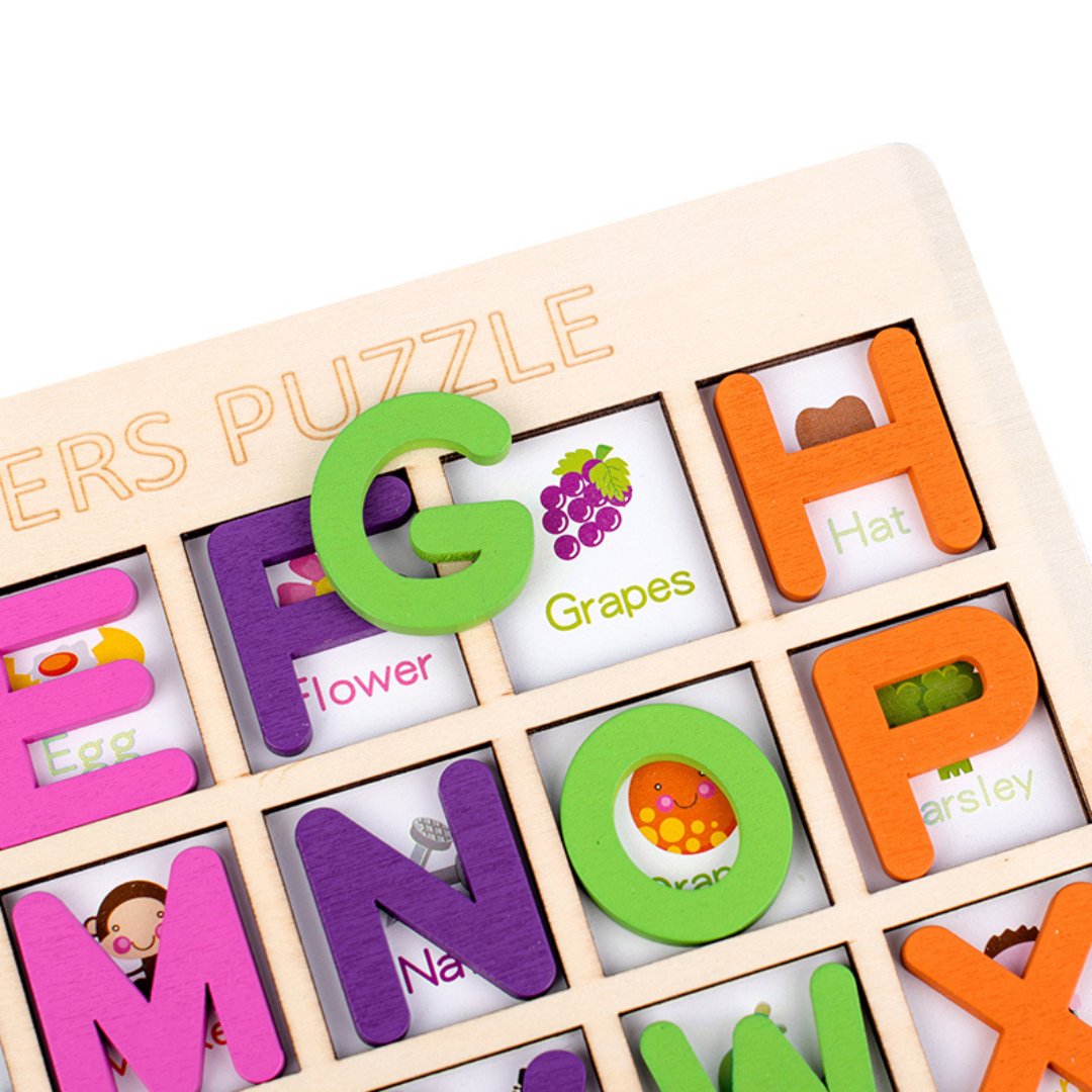 Alphabet with country flags dual board - Wooden 3D Number Puzzle Board for Kids - MyLittleTales