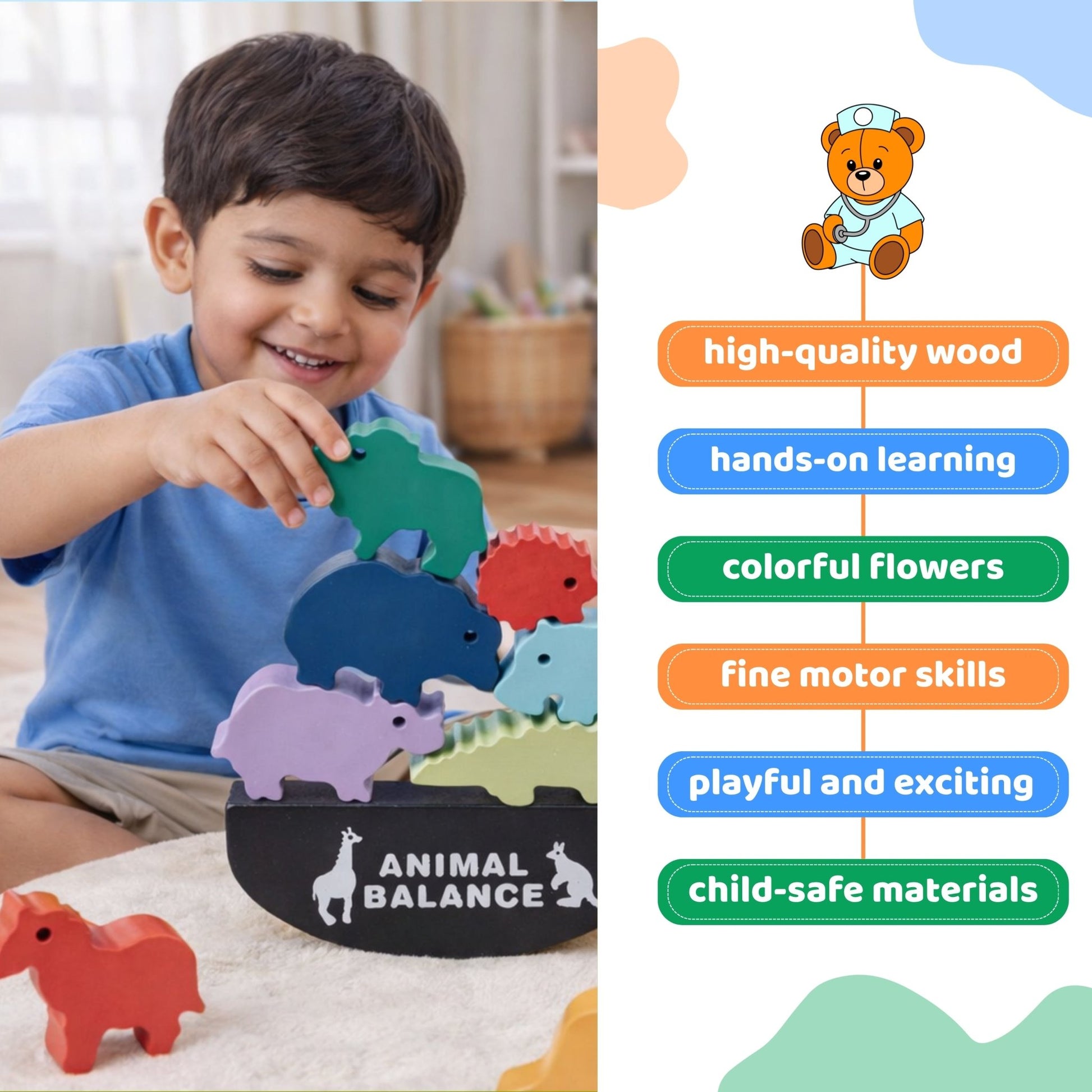 Animal Balancing Game | Wooden Animal Balance | Dinosaur Balancing Game - MyLittleTales