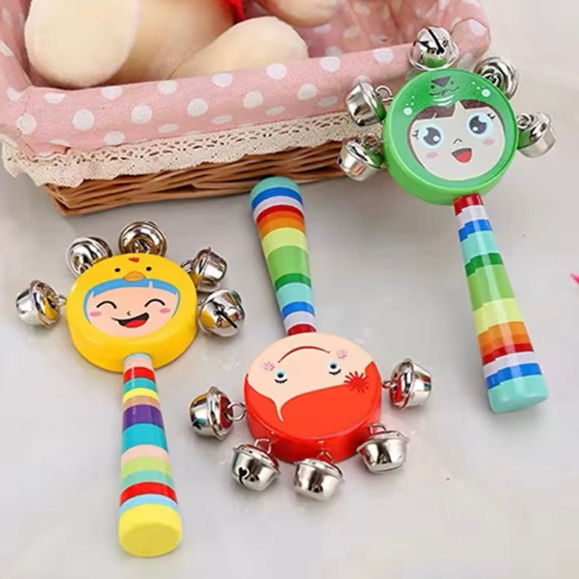 Face Kungroo Rattle | Wooden Face Rattle Toys - 1pc - MyLittleTales