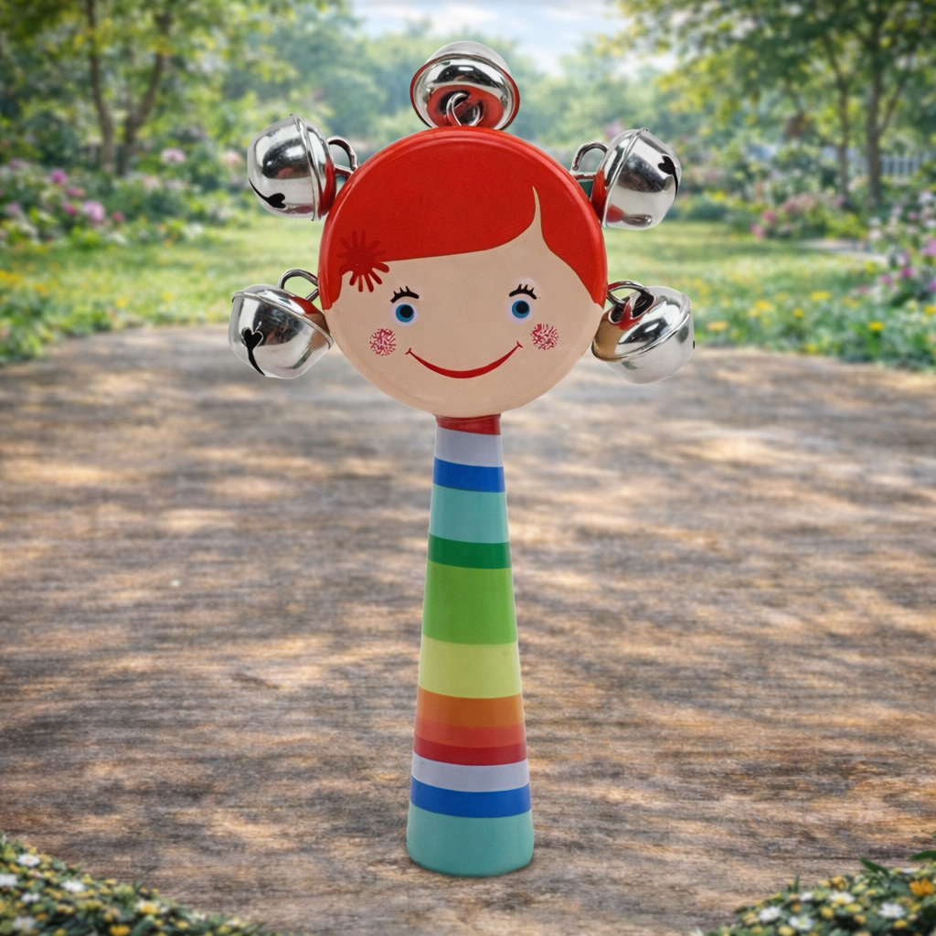 Face Kungroo Rattle | Wooden Face Rattle Toys - 1pc - MyLittleTales