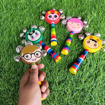 Face Kungroo Rattle | Wooden Face Rattle Toys - 1pc - MyLittleTales