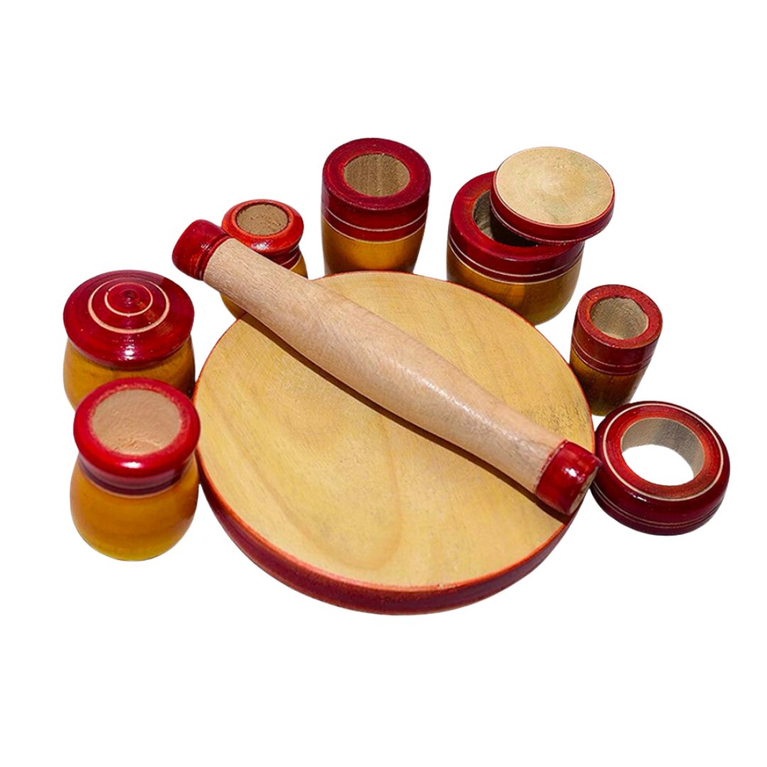 Indian Kitchen Set | भारतीय रसोई | Gas Kitchen Set With Chappathi Roller for kids |Wooden Kitchen Set Special - MyLittleTales