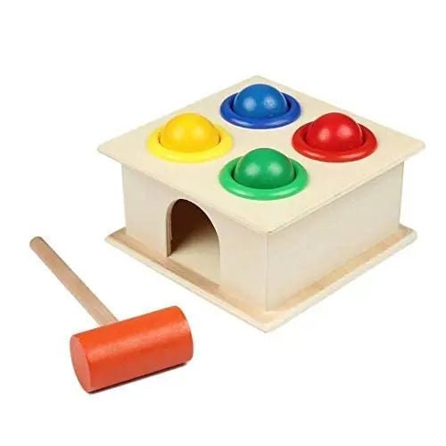 Kids Colorful Wooden Ball Hammer Box Children Early Learning Educational Toy – 4 ball hammer - MyLittleTales