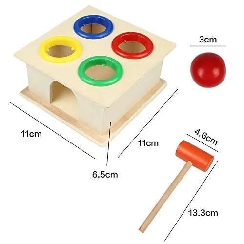 Kids Colorful Wooden Ball Hammer Box Children Early Learning Educational Toy – 4 ball hammer - MyLittleTales