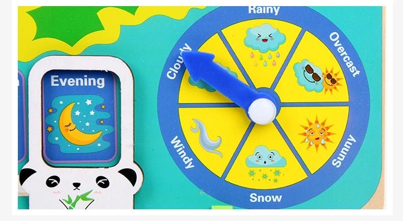 Montessori Wooden Frog Clock Toys For Kids,Learning Calendar,Weather,Season,Time,Week,Early Educational Toy - MyLittleTales