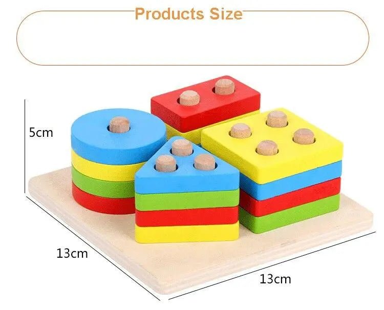 Multicolour Shapes Stacker puzzle – A Brain Development Toy - Baby Montessori Toys Geometry Board Shapes - MyLittleTales