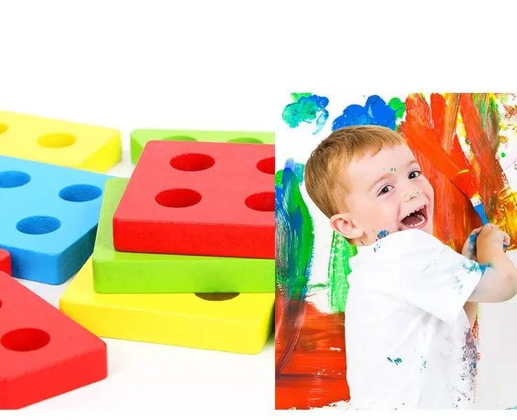 Multicolour Shapes Stacker puzzle – A Brain Development Toy - Baby Montessori Toys Geometry Board Shapes - MyLittleTales