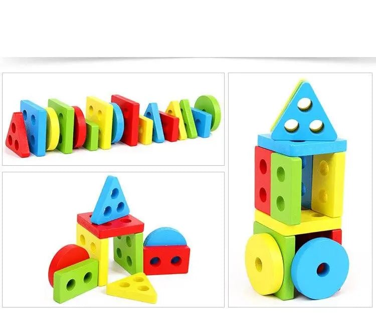 Multicolour Shapes Stacker puzzle – A Brain Development Toy - Baby Montessori Toys Geometry Board Shapes - MyLittleTales