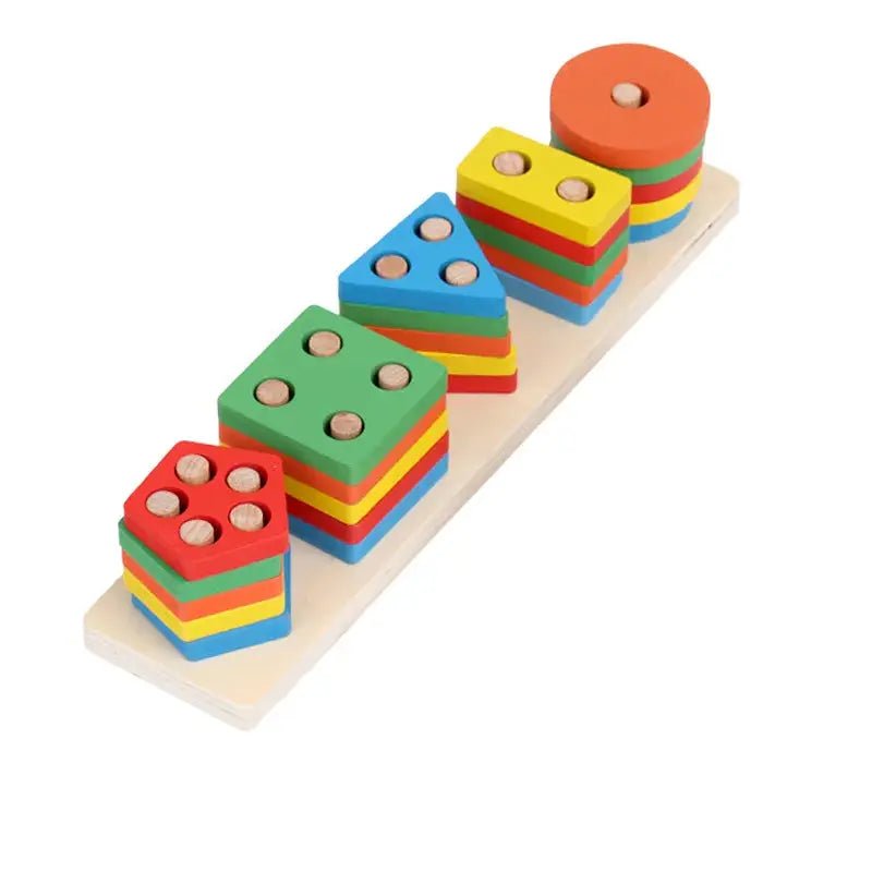 Multicolour Shapes Stacker puzzle Shapes Tower Stacker with Stick – 5 Type shapes 4 Layer - MyLittleTales